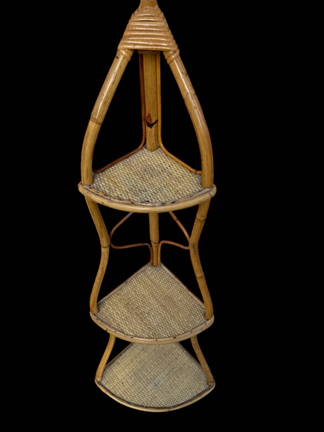 Rattan corner shelf from the 60s Italy