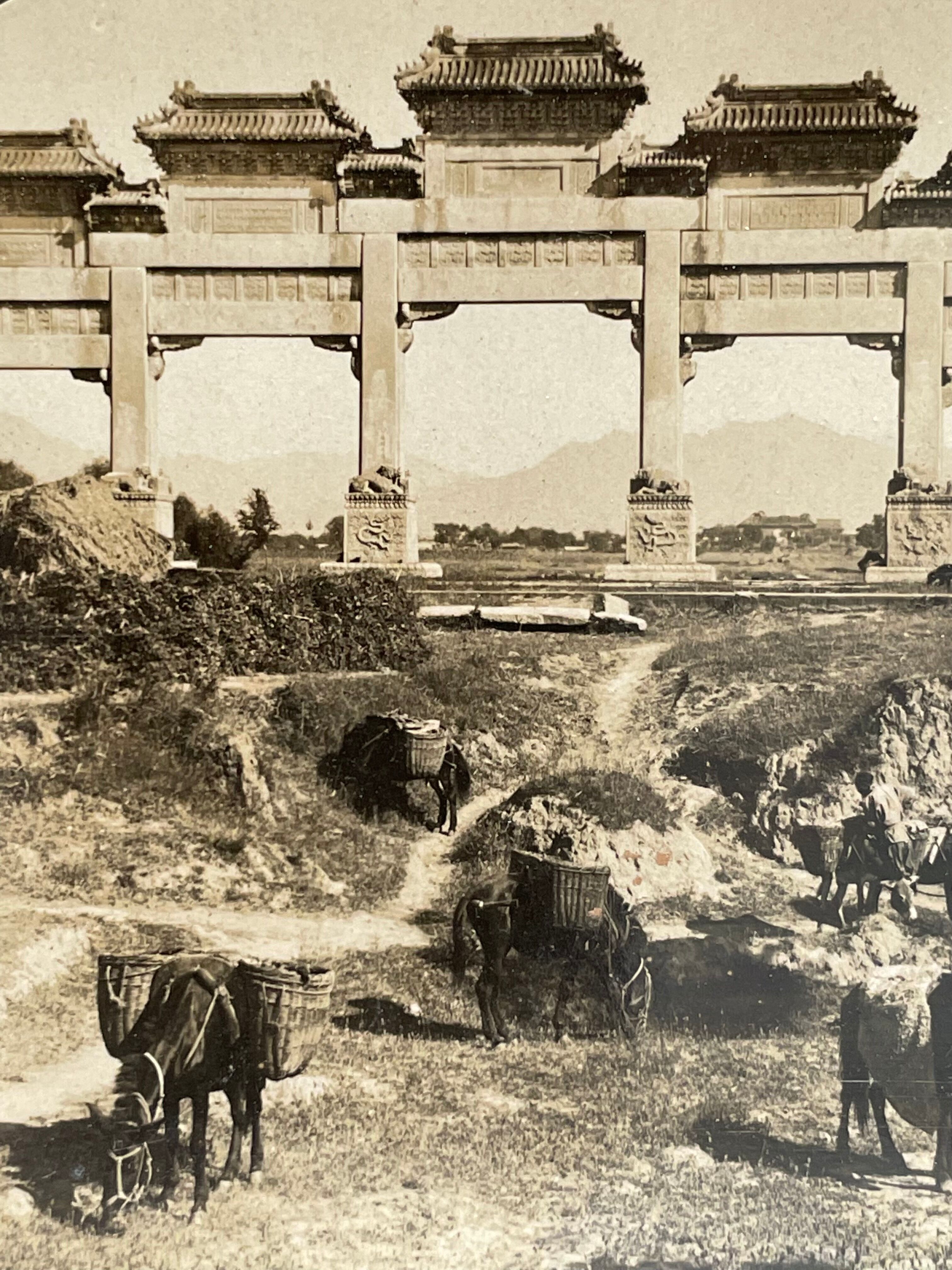 Ancient photography stereo, stereograph, luxury albumine 1903 Ming Royal Tombs, China