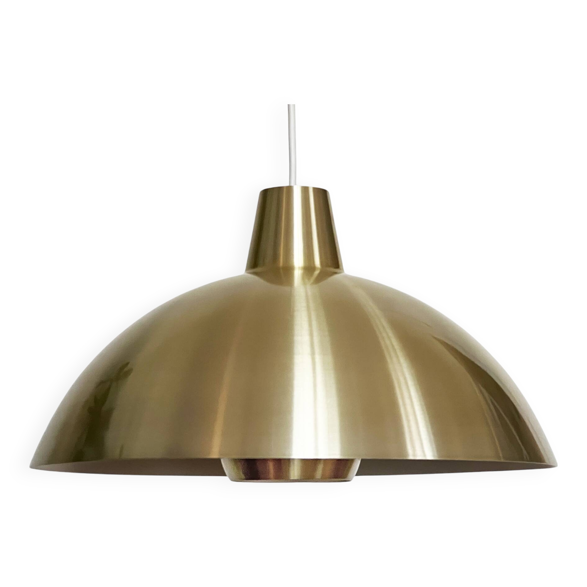 Golden aluminum pendant light by Lyfa. Denmark 1970s