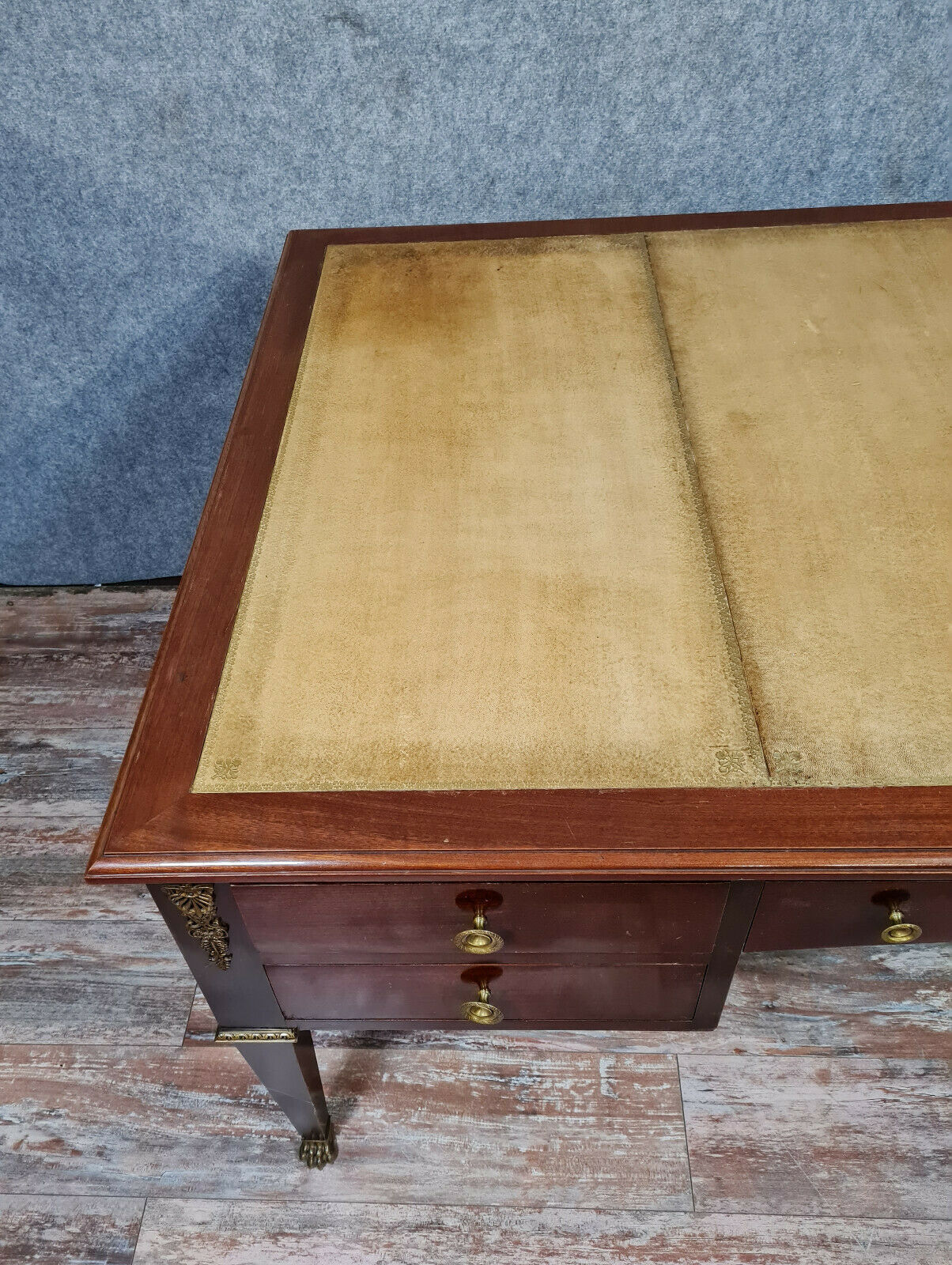 Bureau Ministre double face Empire en acajou vers 1850-1880
