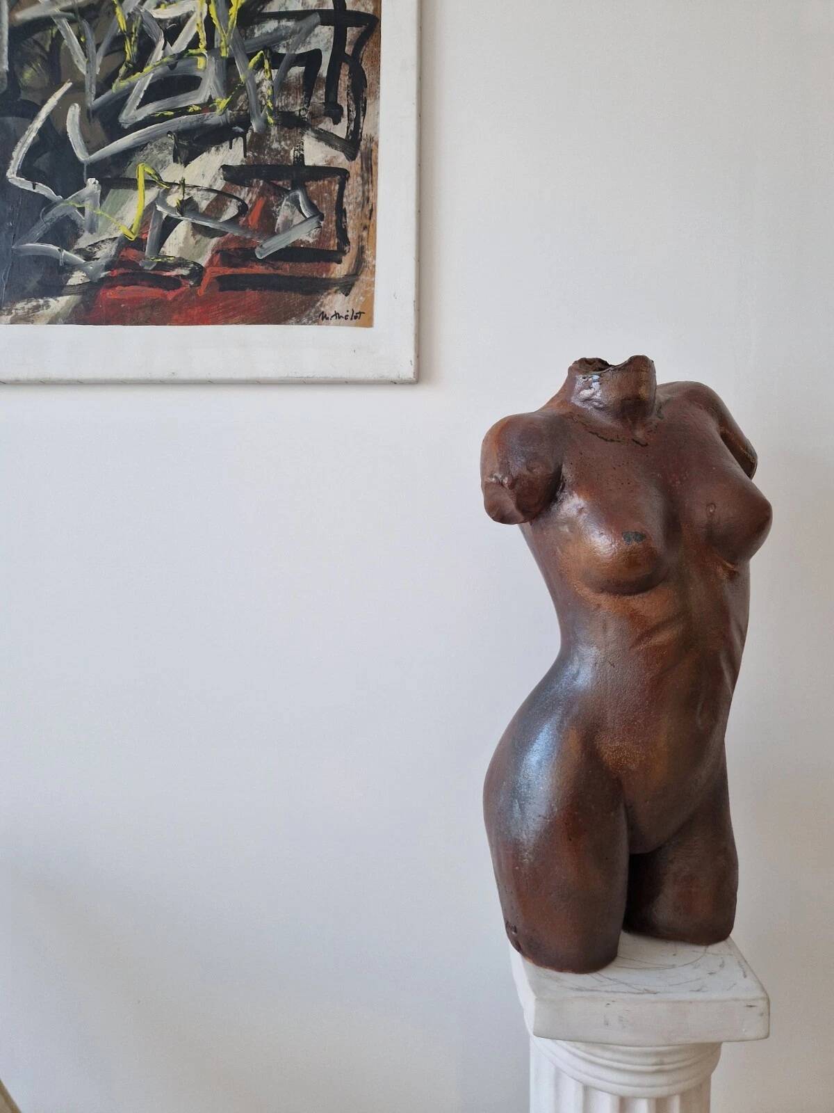 Vintage Studio Pottery Female Torso Sculpture 1960s Interior Design