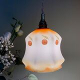 Vintage tulip ride in white opaline cherry patterns