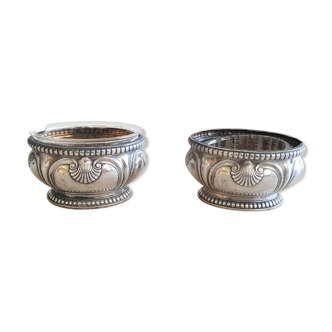Set of 2 ancient dirty dirty solid silver minerve 19th master goldsmith Emile Puiforcat