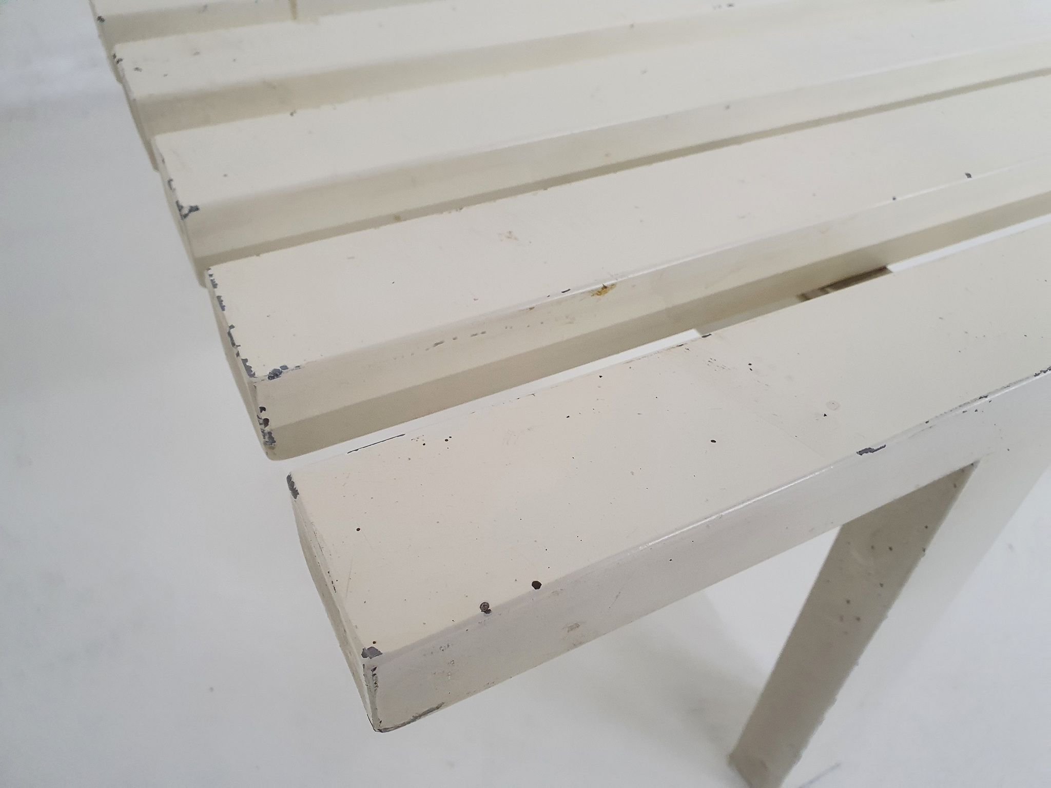 White metal slat bench, The Netherlands 1950's