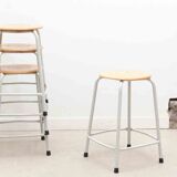 Oak and white mid-height stool