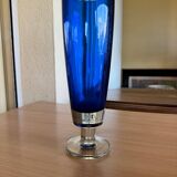 Riihimaki vase in blue glass with a colorless base