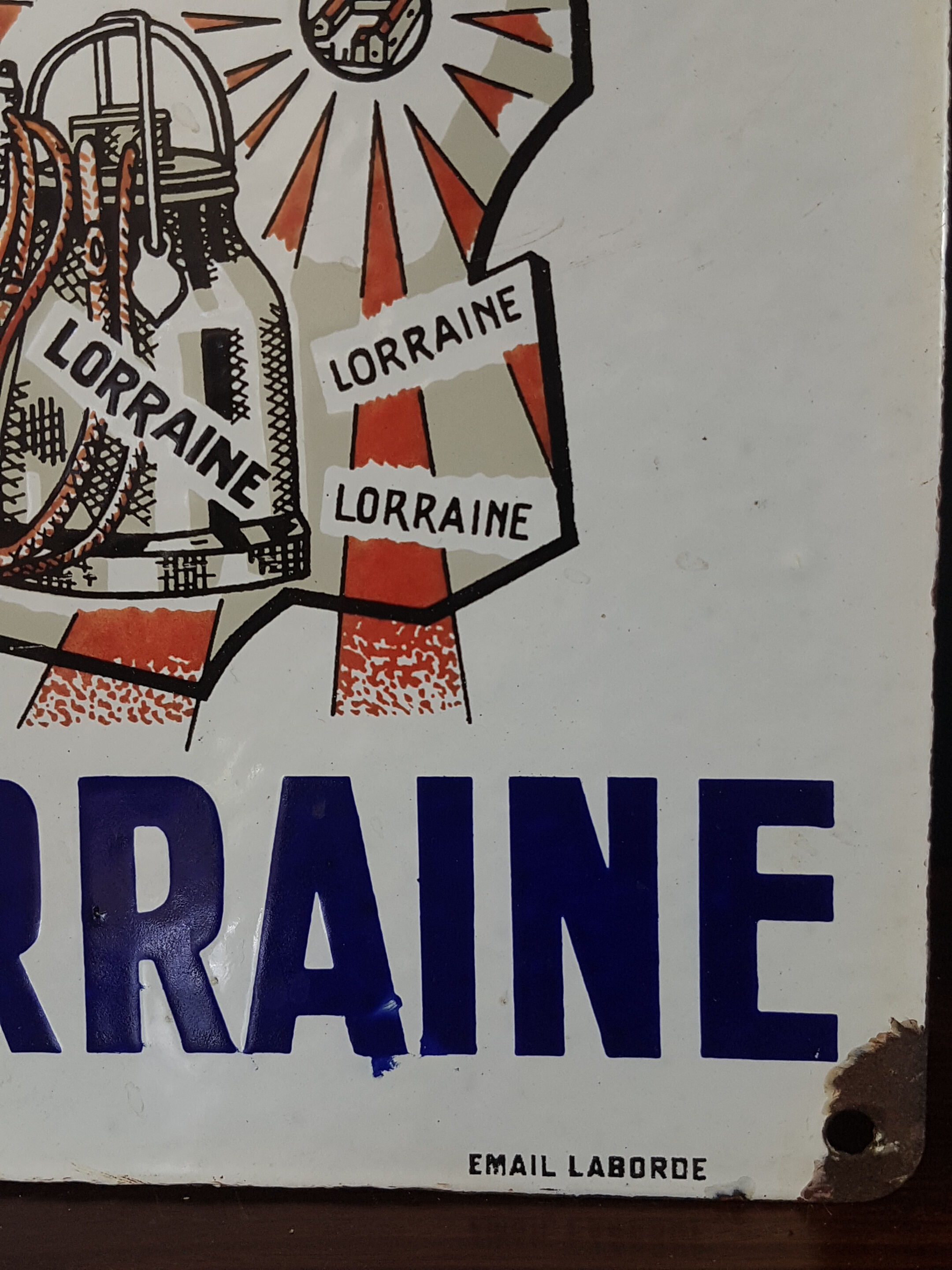 Plaque émaillée " Machine à traire Lorraine"  vintage 50