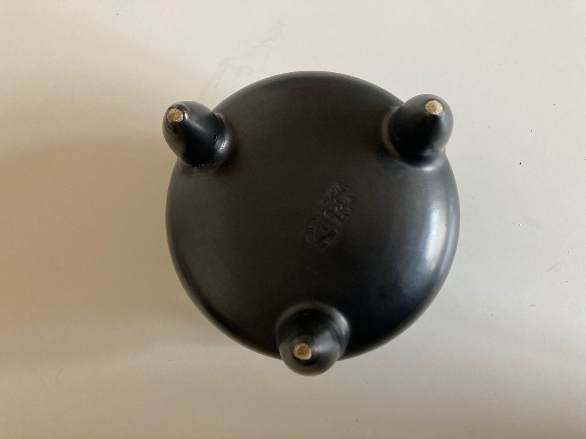 Grandjean Jourdan vase in mid century Vallauris tripod glazed clay