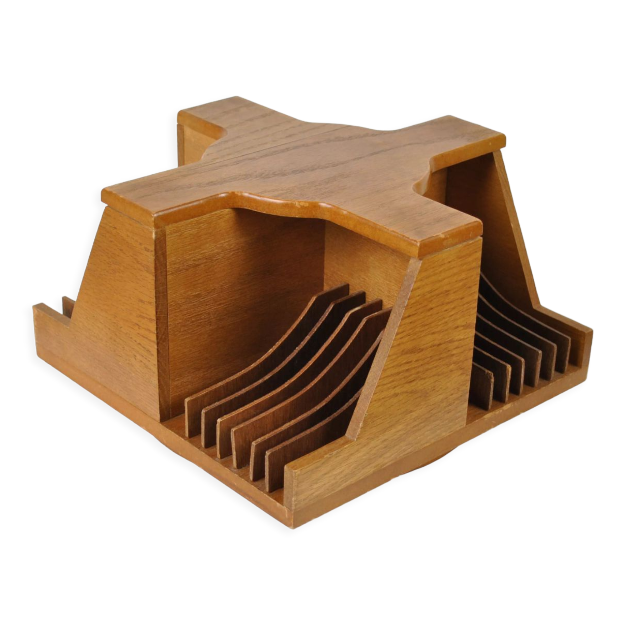 Wood rotating CD rack