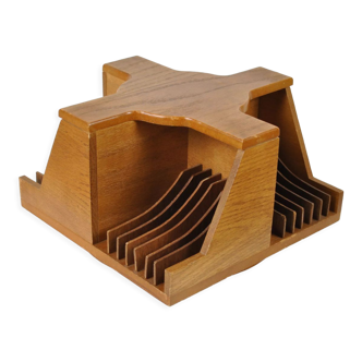 Wood rotating CD rack