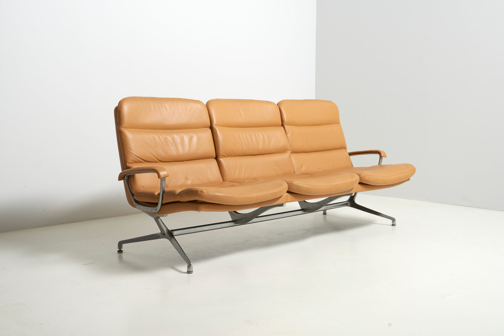 Three Seater Sofa in Leather by Strässle, Switzerland - 1960's