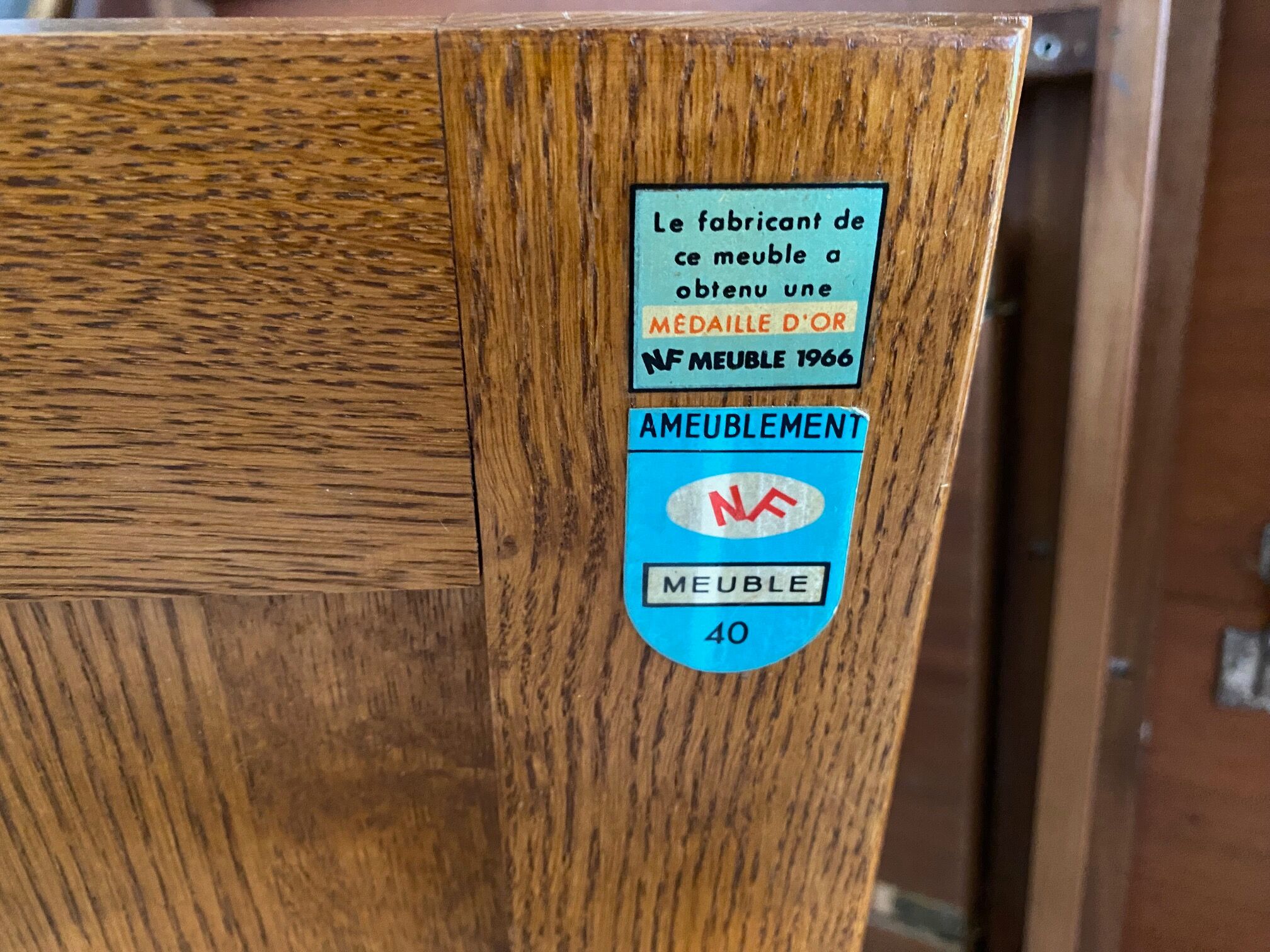 Scandinavian type oak and oak veneer cabinet nf 1950