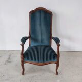 Voltaire armchair velvet striped blue