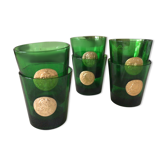 Set of six green glasses