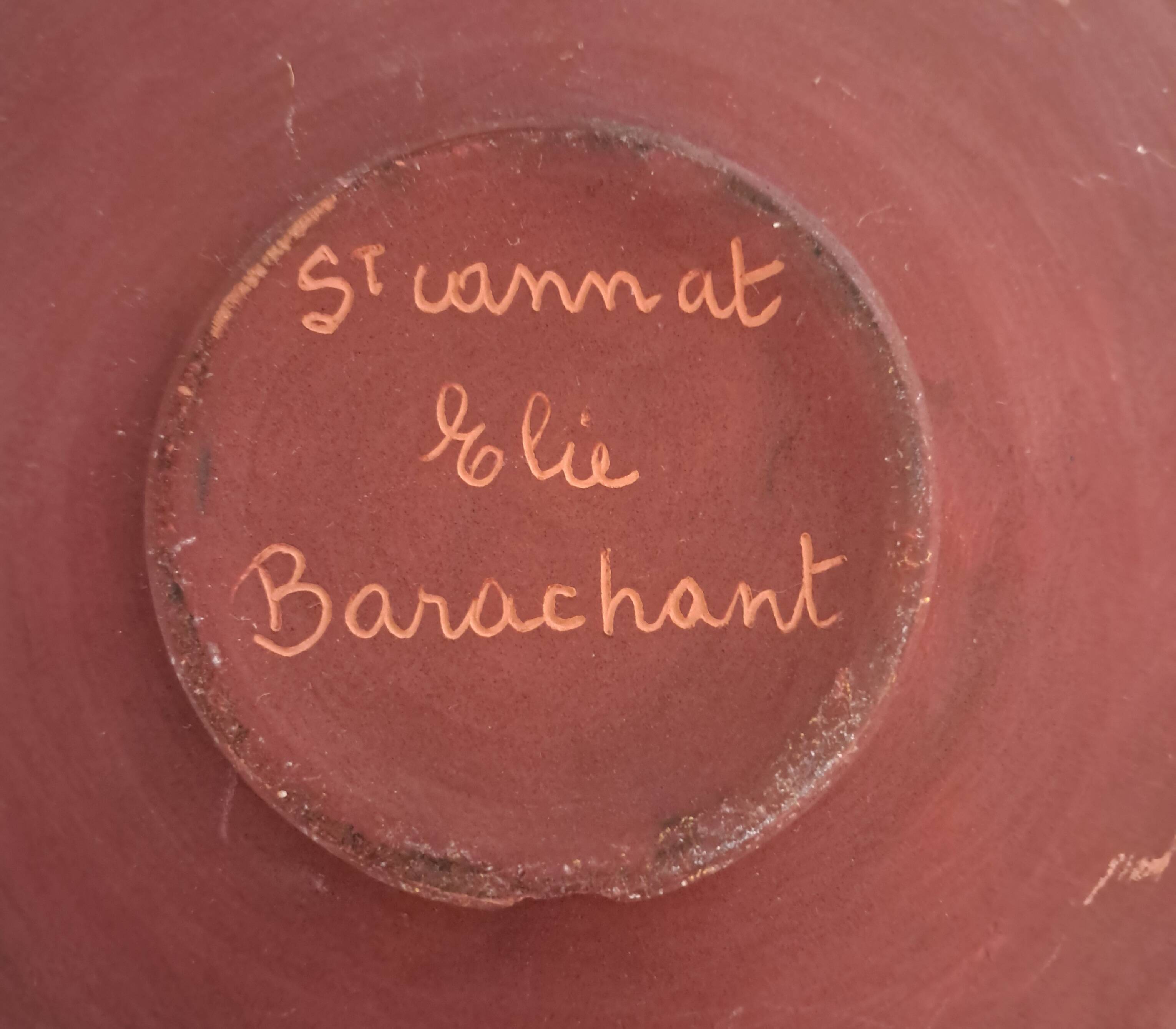 Ceramic plate, terracotta, glazed. Elie Brachant
