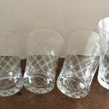 Set 8 water glasses or engraved crystal wine