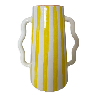 Handmade abstract wavy ceramic vase