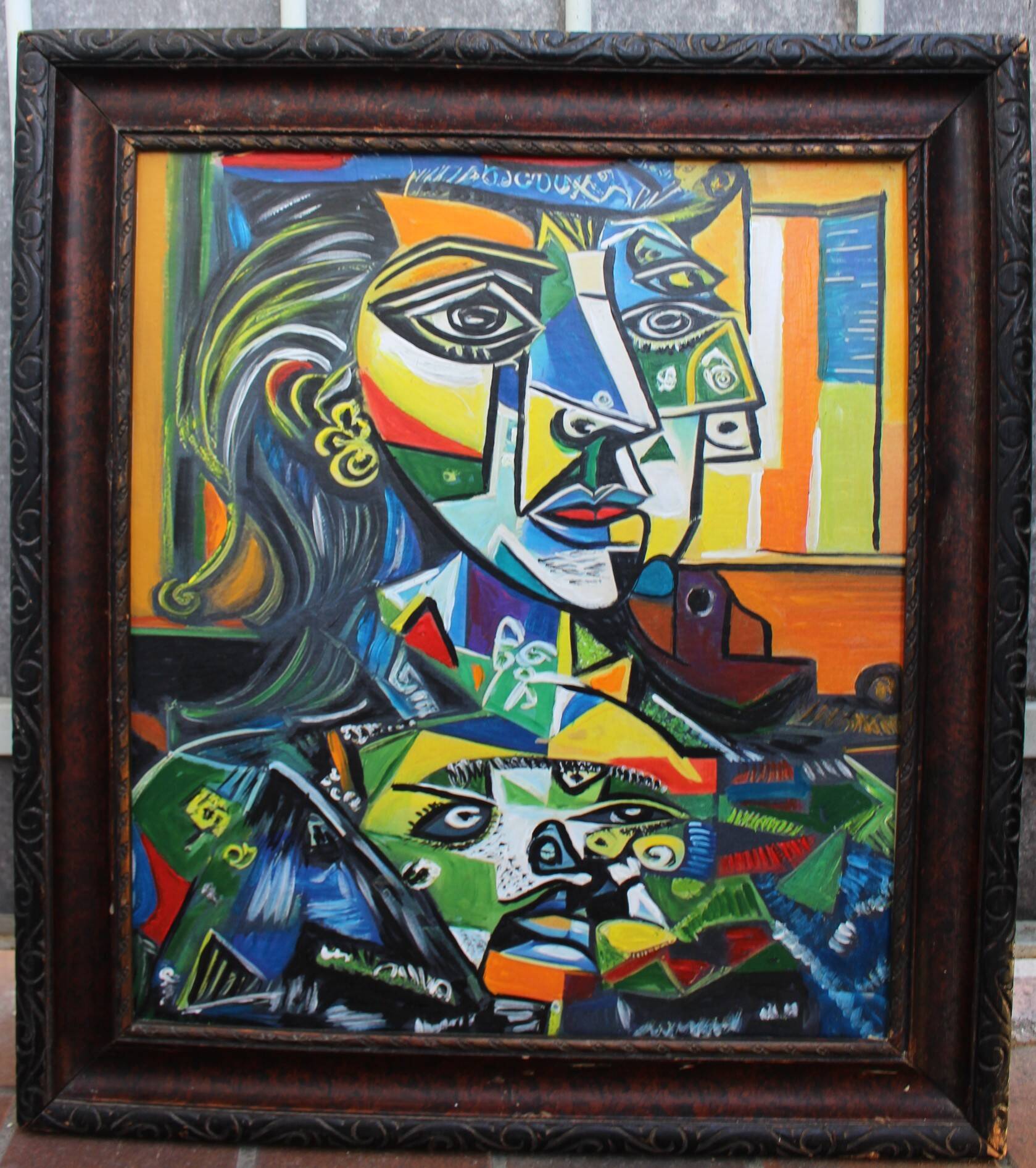 1970s Cubist Oil Painting