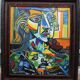 1970s Cubist Oil Painting