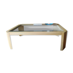Table basse hêtre plateau en verre