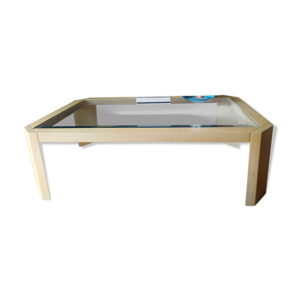 Beech coffee table with beveled glass top