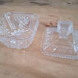 Art Deco style chiseled molded glass candy box