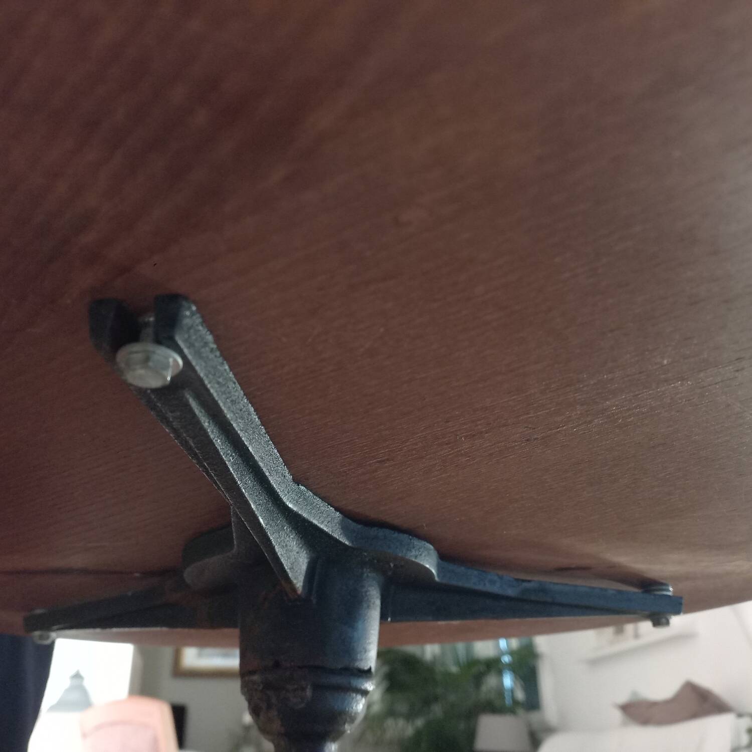 Round wooden bistro table