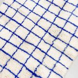 Moroccan Berber carpet Beni Ouarain with majorelle blue checks 1.5x1.10m