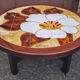 Round coffee table, B. Raynaud ceramics, flowers, vintage, 70s
