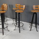 Vintage brutalist bar stools, set of 6 - 1970s
