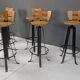 Vintage brutalist bar stools, set of 6 - 1970s