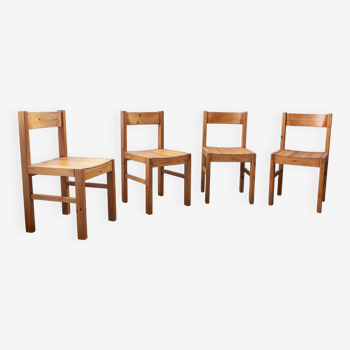 4x Scandinavian Mid Century Design Chairs in Pine, 1960s