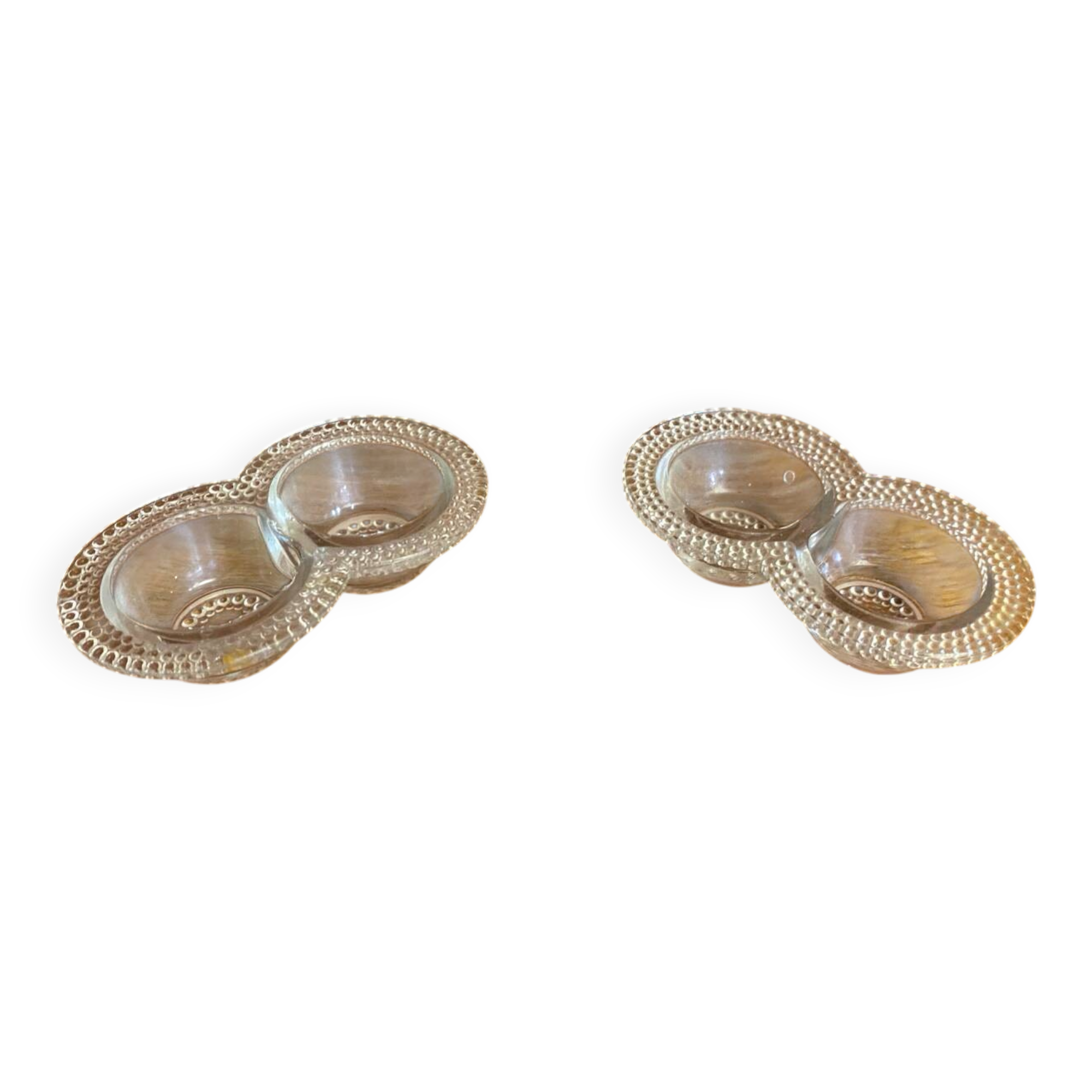 Pair of Antique Molded Glass Salt and Pepper Shakers, 1950s Vintage