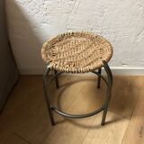 Pair of metal and rope stools