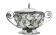 Sugar bowl, postmodernism, silver-plated brass, HEFRA, Poland, 1970s