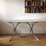 70s chrome table and glass top