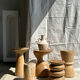Side table, end of sofa in natural mango monoxyl conical tray H:50cm