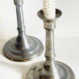 Pair of vintage pewter candlesticks