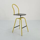 Il Bottone Yellow Adjustable and Swivel Bar Stool by Paolo Parigi for Heron Parigi, 1980