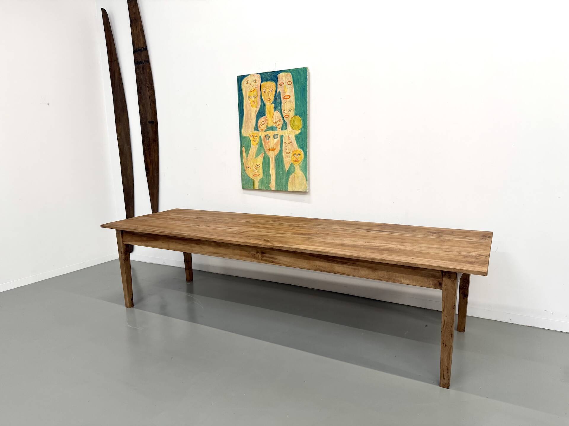 XXL solid walnut table with tapered legs