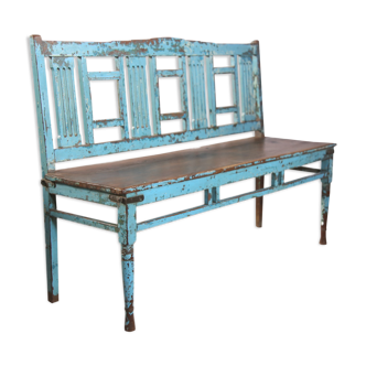 Former colonial Art Deco bench in Burmese teak
