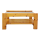 Table basse vintage en pin et verre fumé des années 70 80