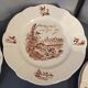 Suite of 9 flat plates in iron earth model burgundy longchamp decor hunting