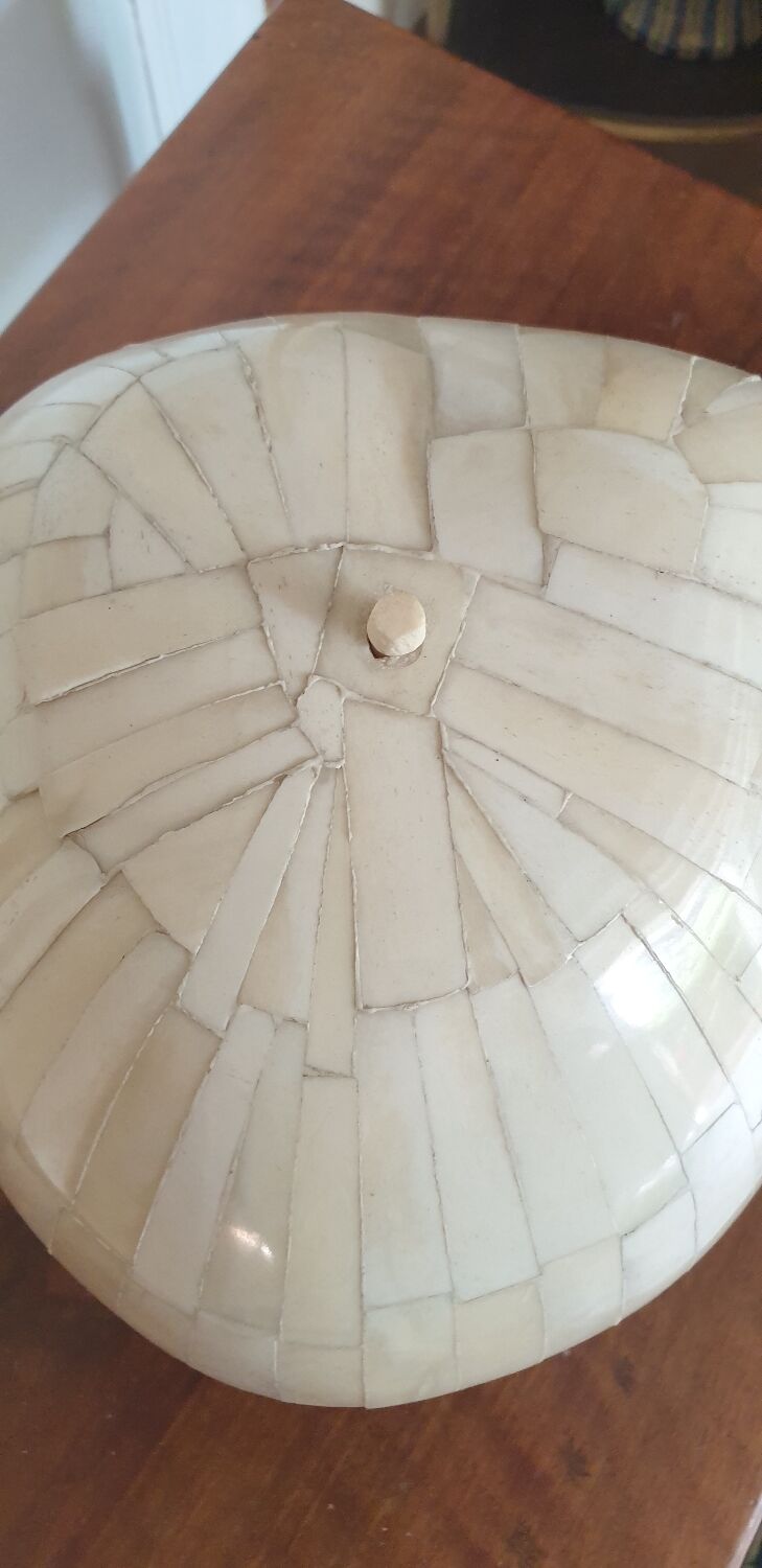 Coconut ice cube bucket, 50s marquetry