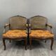 Pair of Louis XV Carved Wood Fluted Armchairs, Late 19th Century