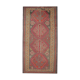 Handwoven vintage kilim rug grey pink wool carpet area rug- 147x342cm