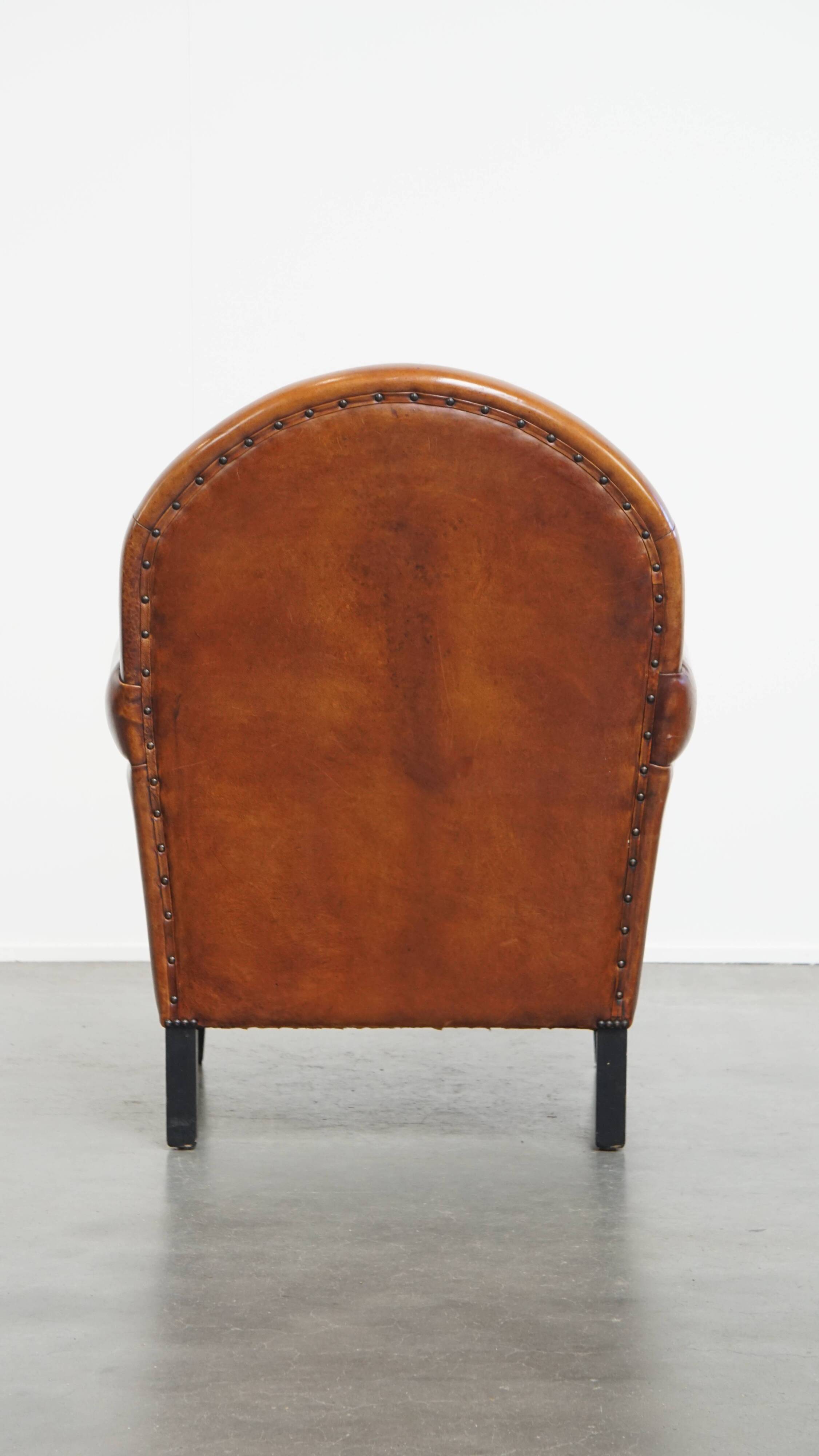 Sheepskin Leather Art Deco Style Design Armchair