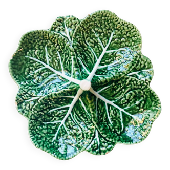 Plat serviteur à compartiments vintage feuilles de choux Bordallo Pinheiro