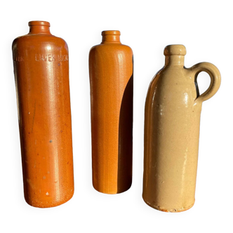 Set of three stoneware bottles