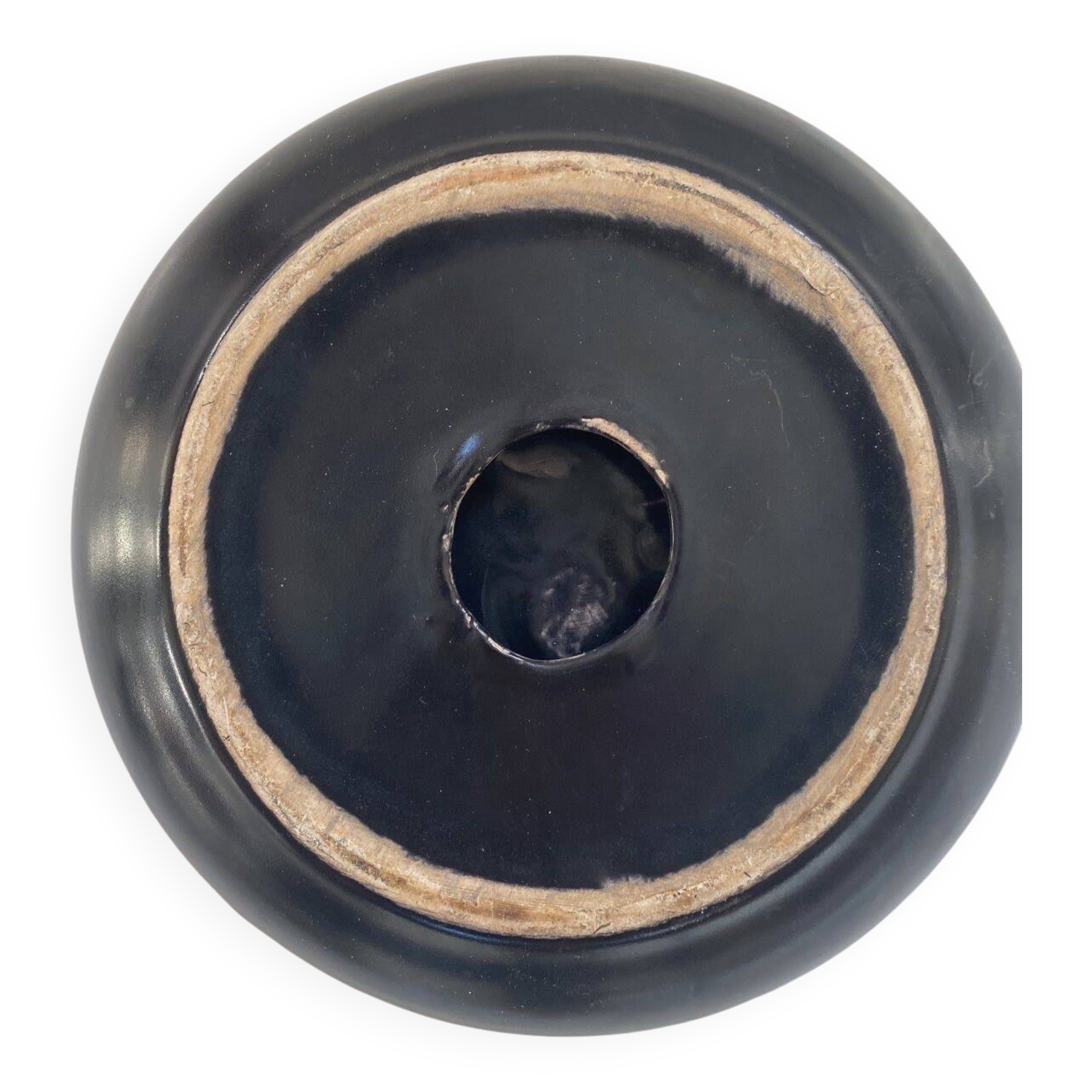 Black ceramic ashtray from the 1950s